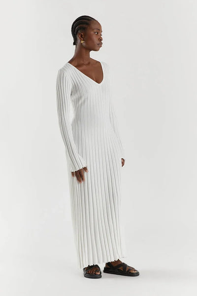 Yulenis™️ V-Neck Sleeved Knit Midi Dress
